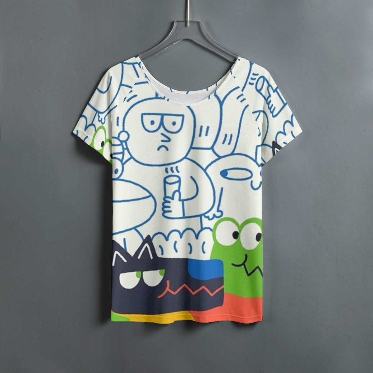 All-Over Print Women's Round Neck T-shirt With Raglan Sleeve