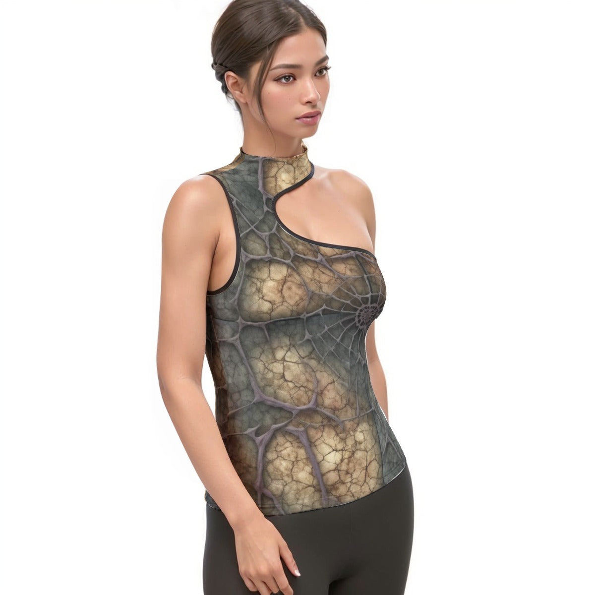 All-Over Print Women's Halter Sleeveless Asymmetrical Tank Top