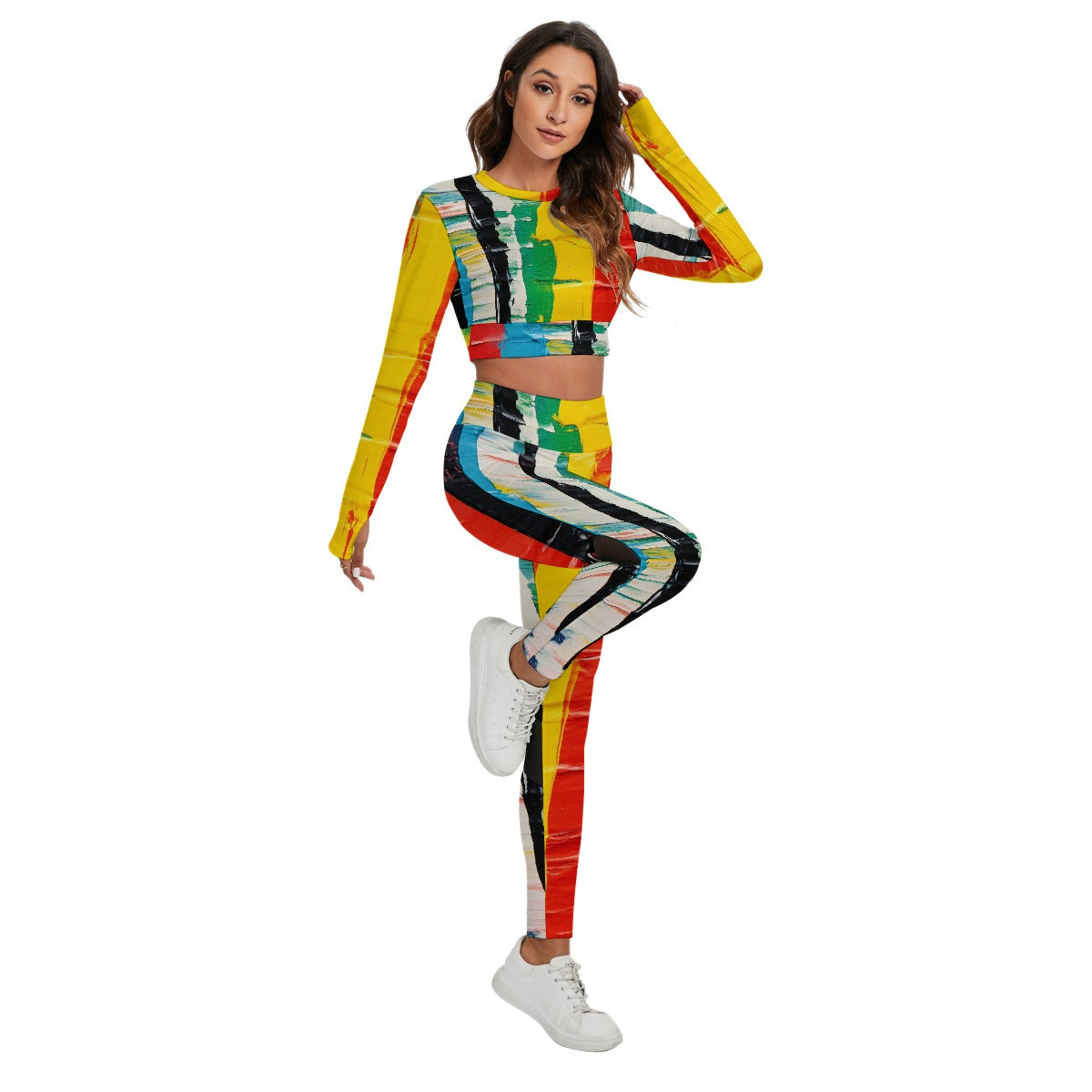 All-Over Print Women's Sport Set With Backless Top And Leggings