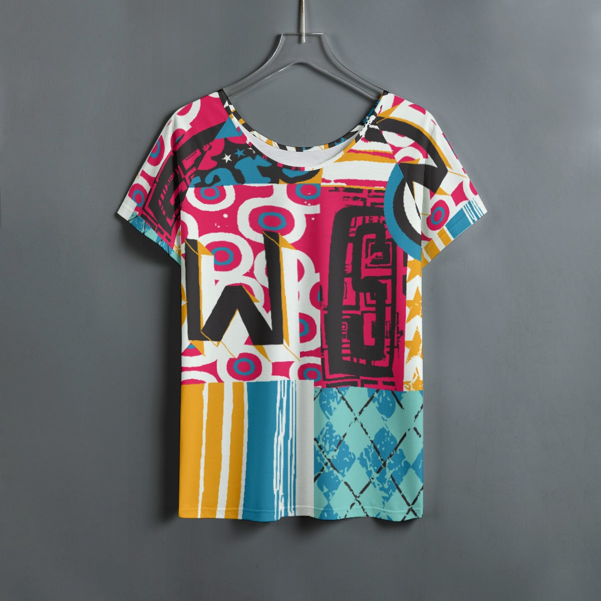 All-Over Print Women's Round Neck T-shirt With Raglan Sleeve