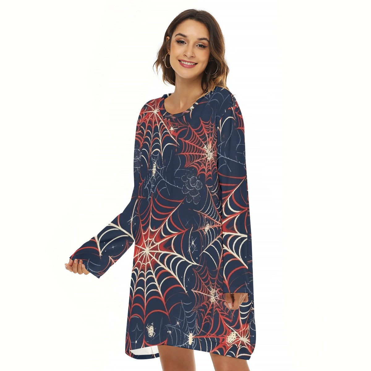 All-Over Print  Women's Loose Crew Neck Dress