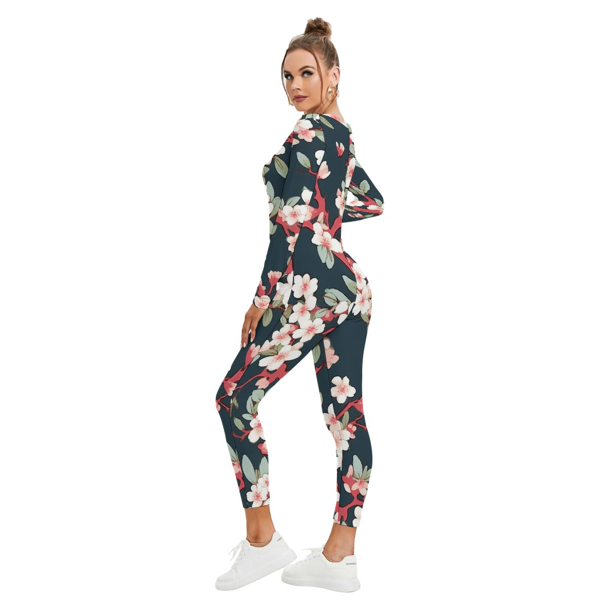 All-Over Print Women's Plunging Neck Jumpsuit