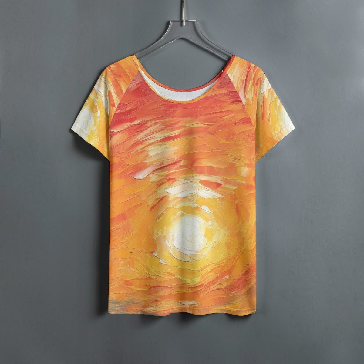 All-Over Print Women's Round Neck T-shirt With Raglan Sleeve