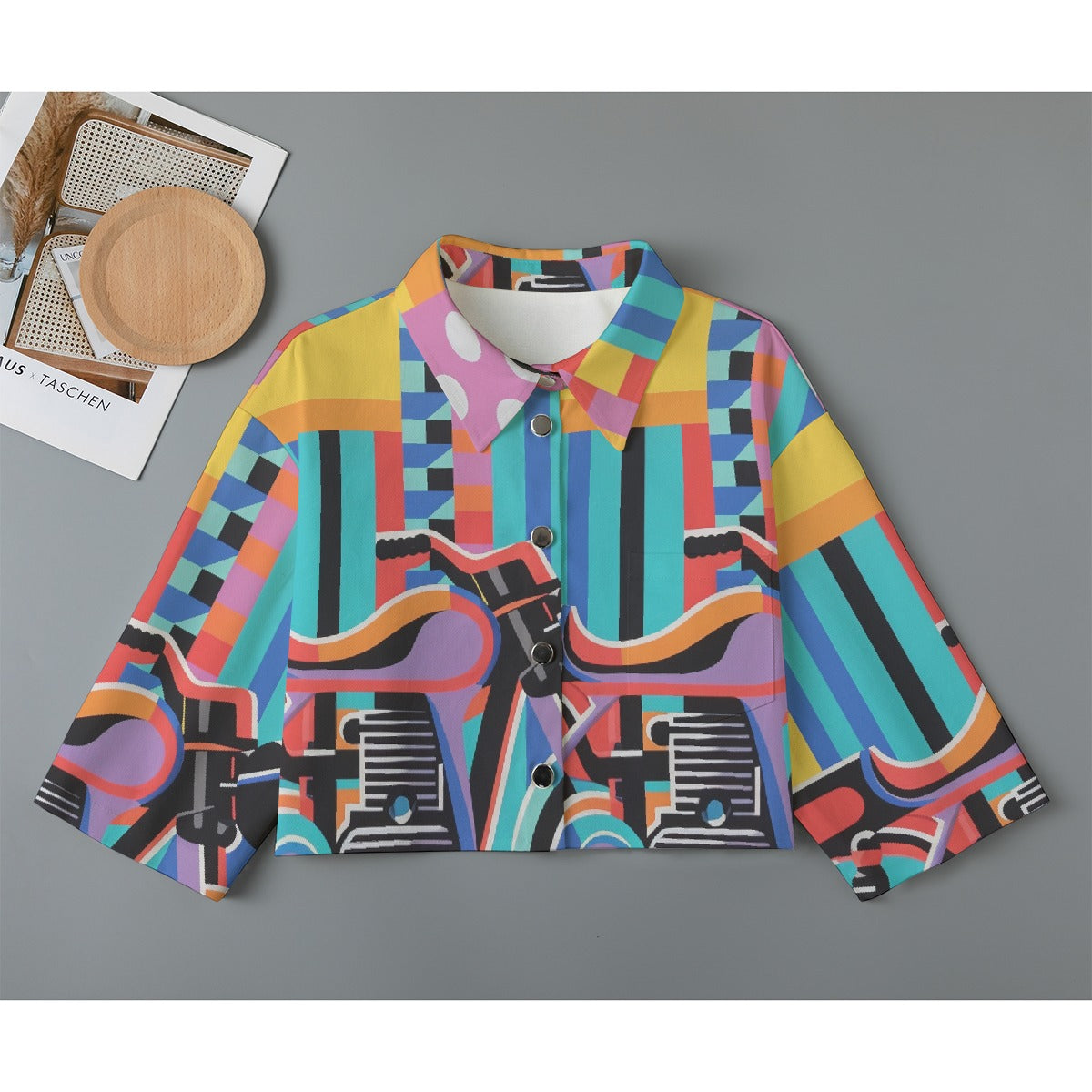 All-Over Print Women's Cropped Jacket | 245GSM Cotton