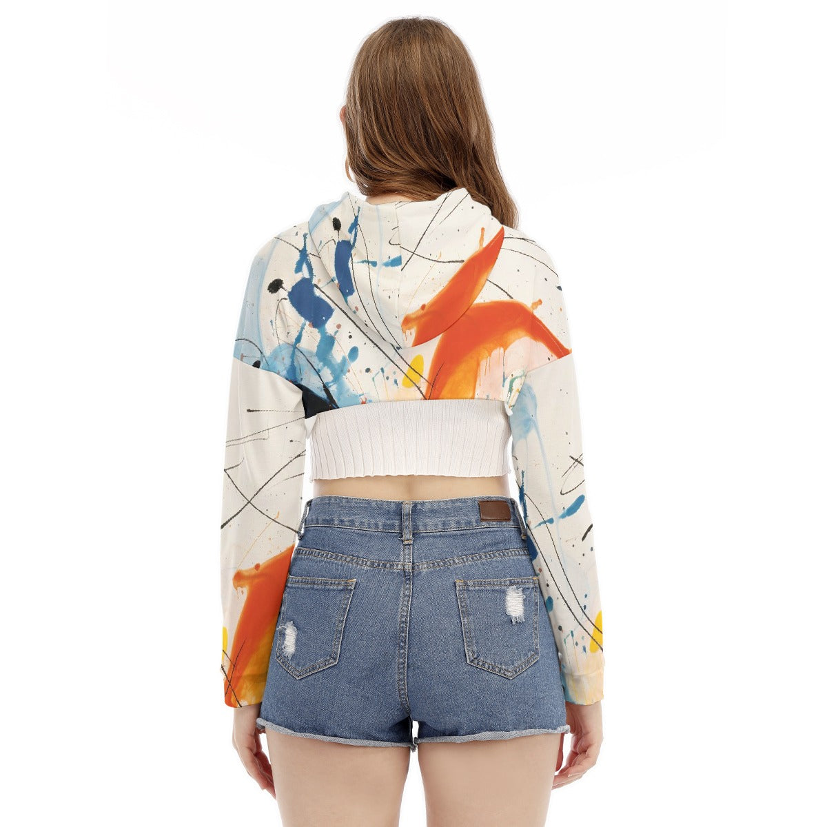 All-Over Print Women's Smock Short Hoodie With Long Sleeve