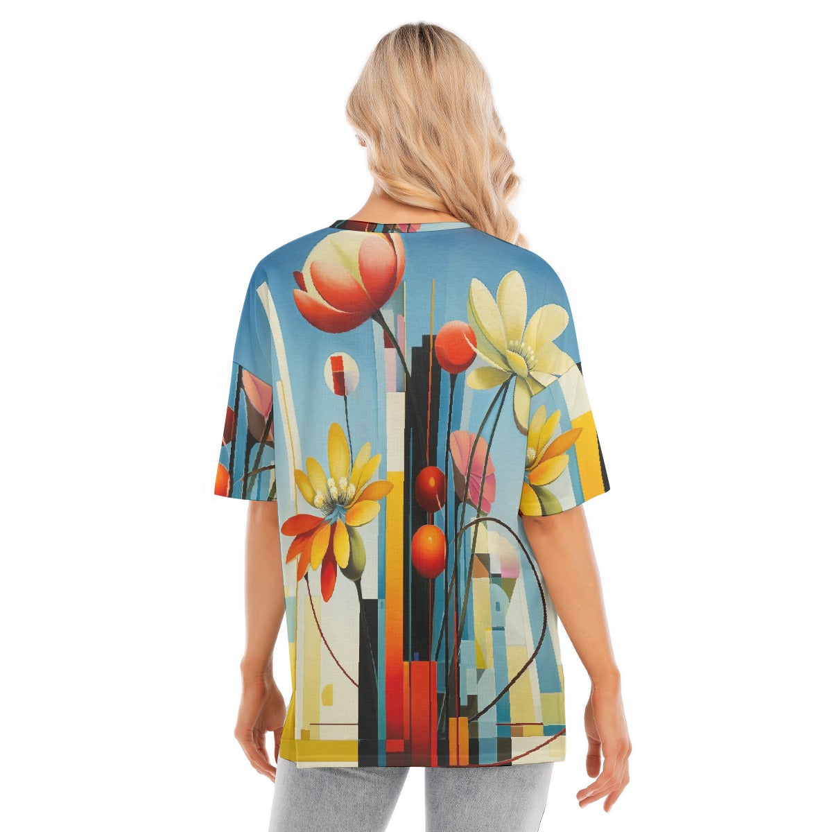 All-Over Print Women's Short Sleeves T-shirt With Hem Split