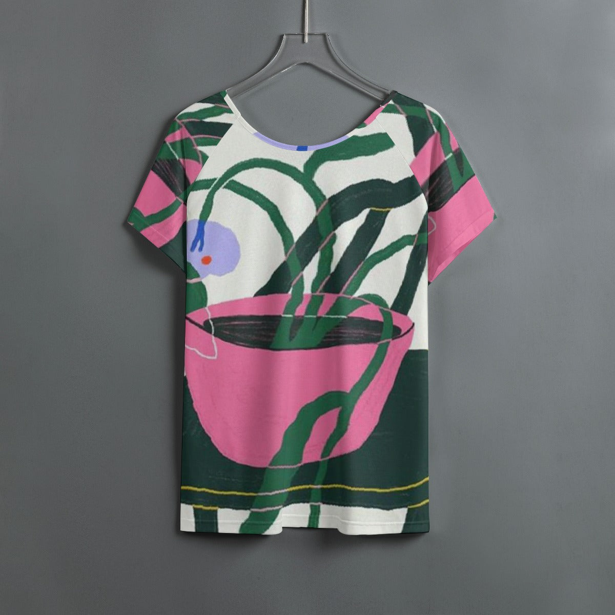 All-Over Print Women's Round Neck T-shirt With Raglan Sleeve