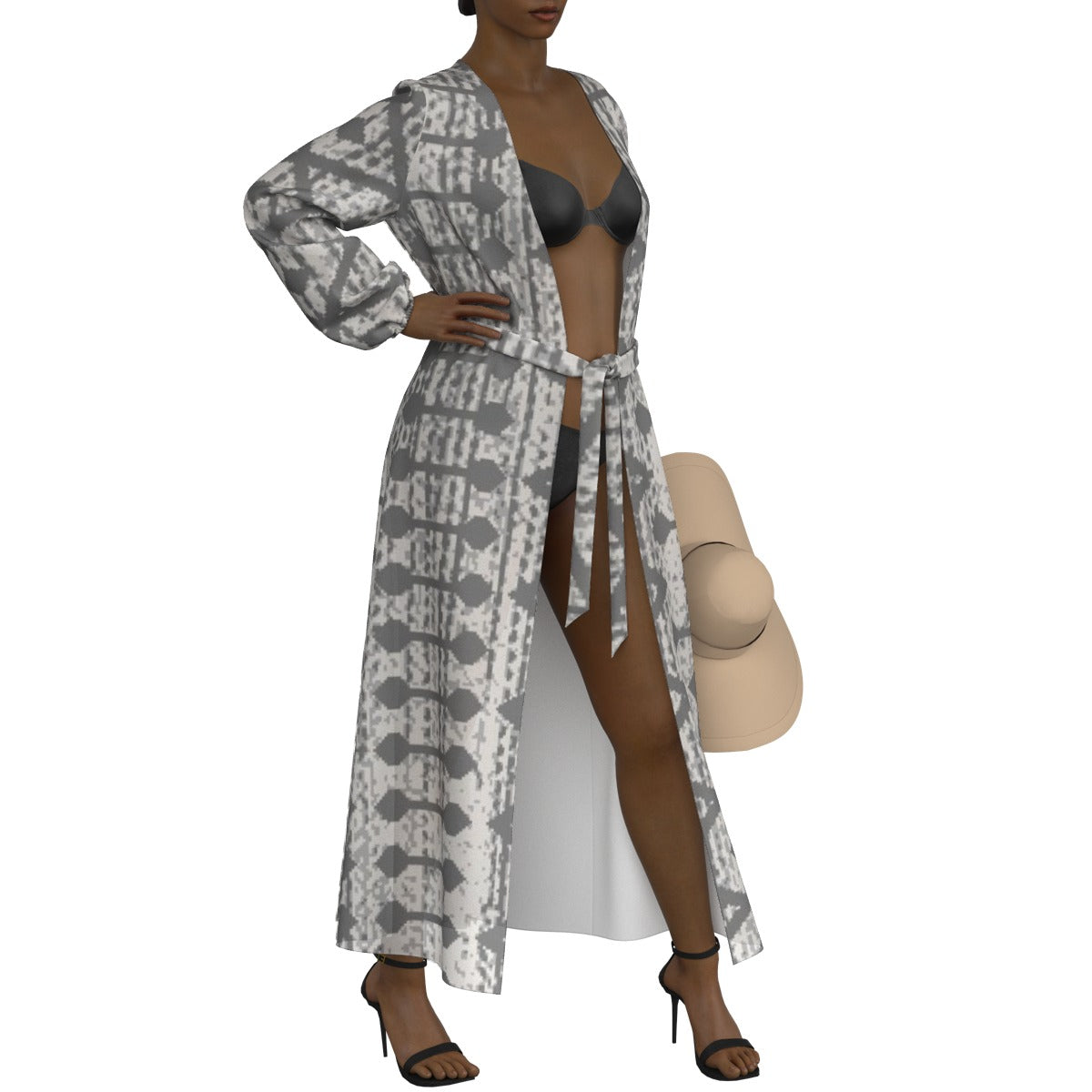 All-Over Print Women's Lace-up Chiffon Robe