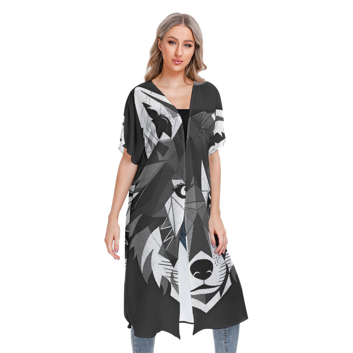 All-Over Print Women's Short Sleeve Cardigan