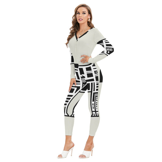 All-Over Print Women's Plunging Neck Jumpsuit