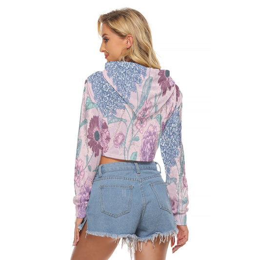 All-Over Print Women's Crop Top Hoodie|Velvet