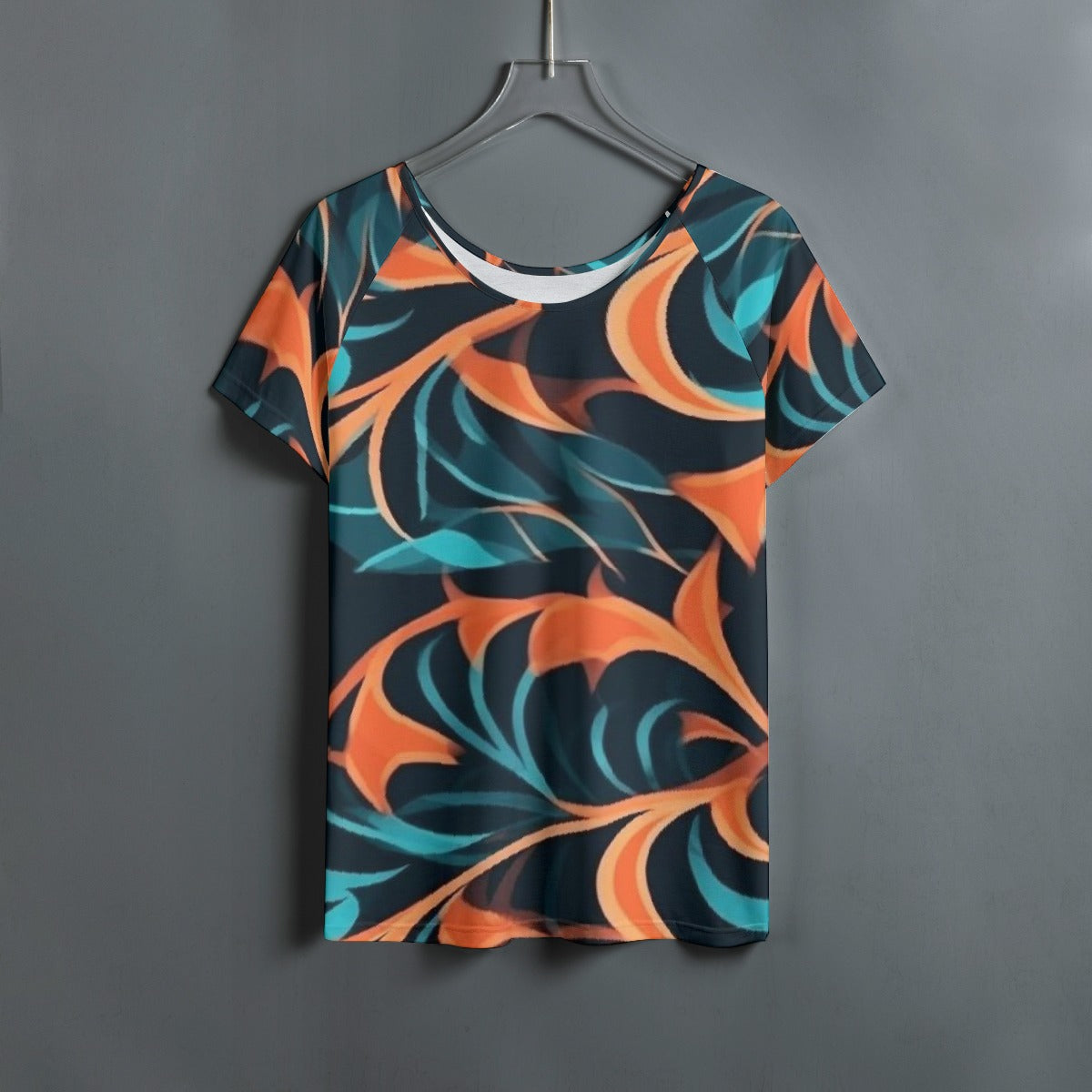 All-Over Print Women's Round Neck T-shirt With Raglan Sleeve