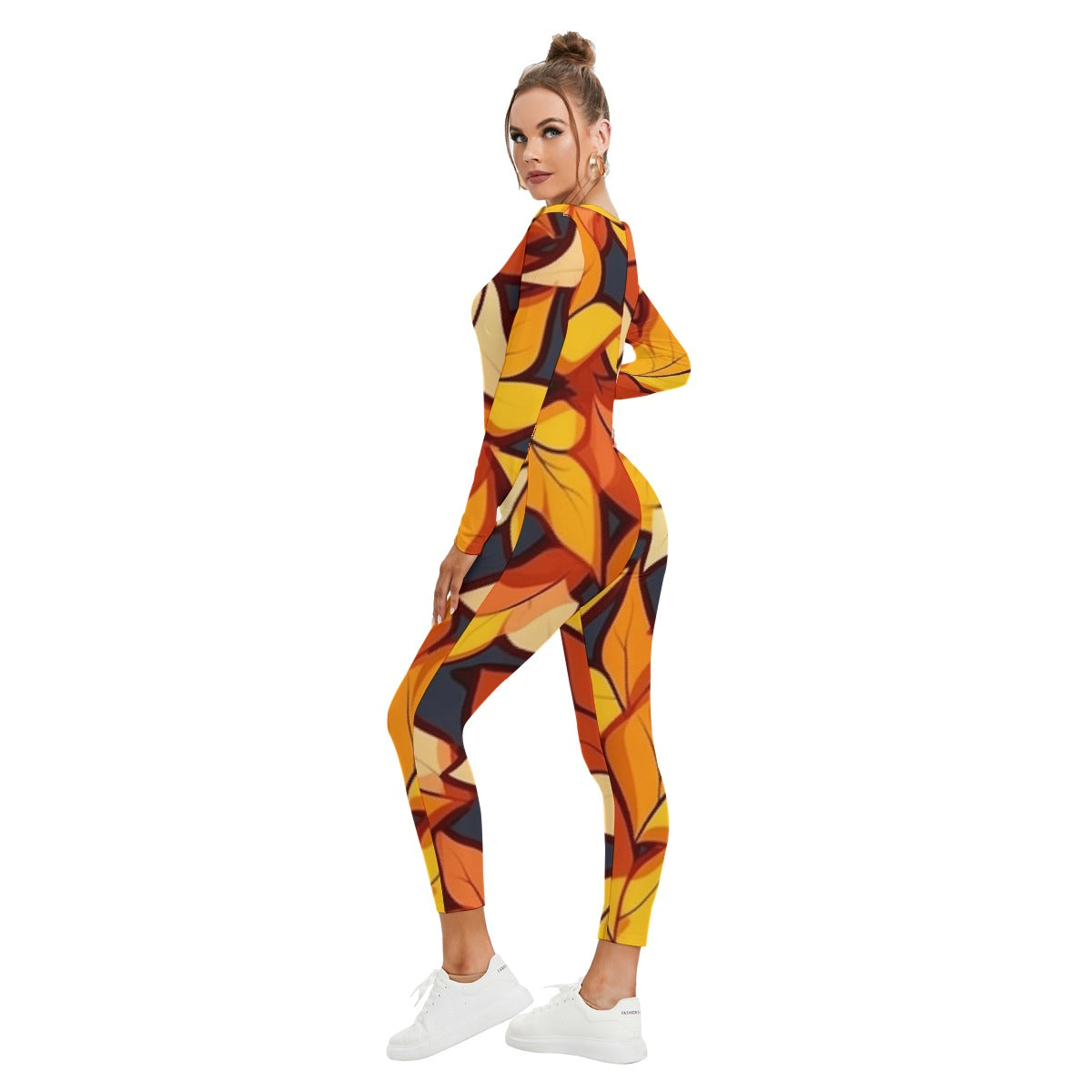 All-Over Print Women's Plunging Neck Jumpsuit