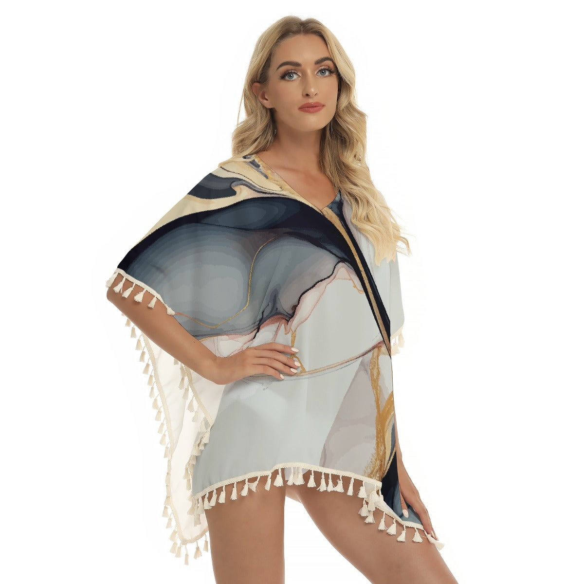 All-Over Print Women's Square Fringed Shawl