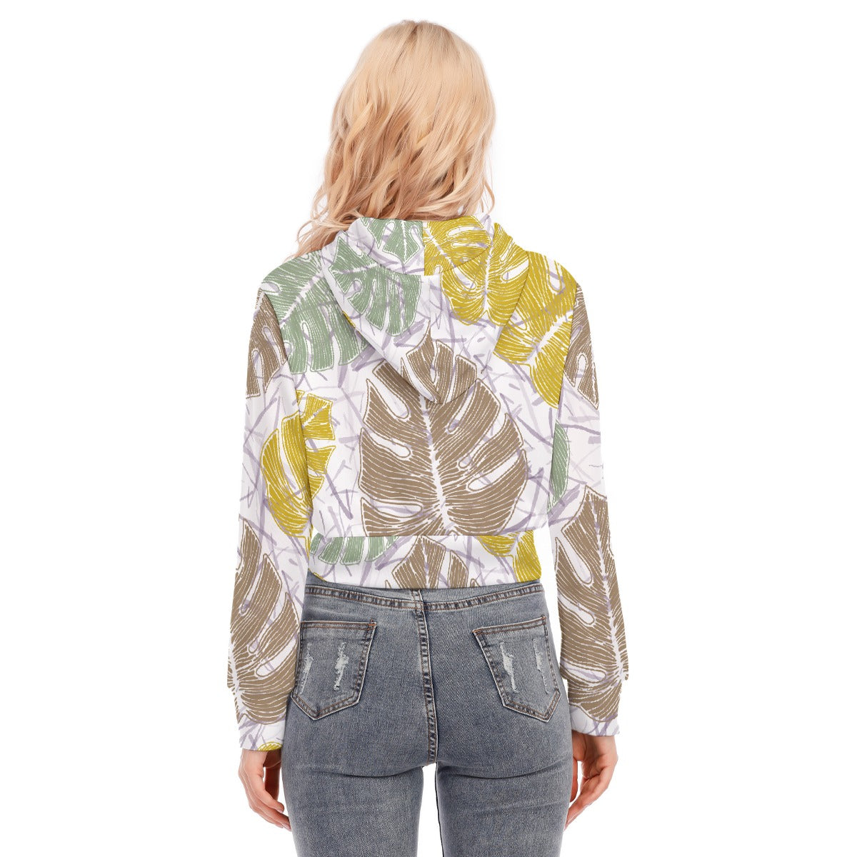 All-Over Print Women's Crop Top Hoodie With Zipper Closure