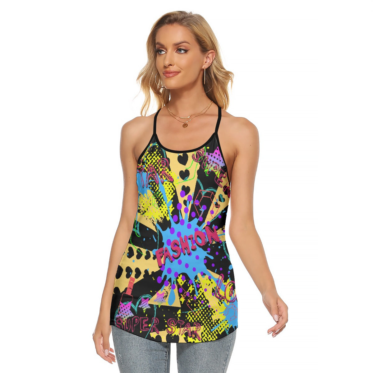 All-Over Print Women's Criss-Cross Open Back Tank Top