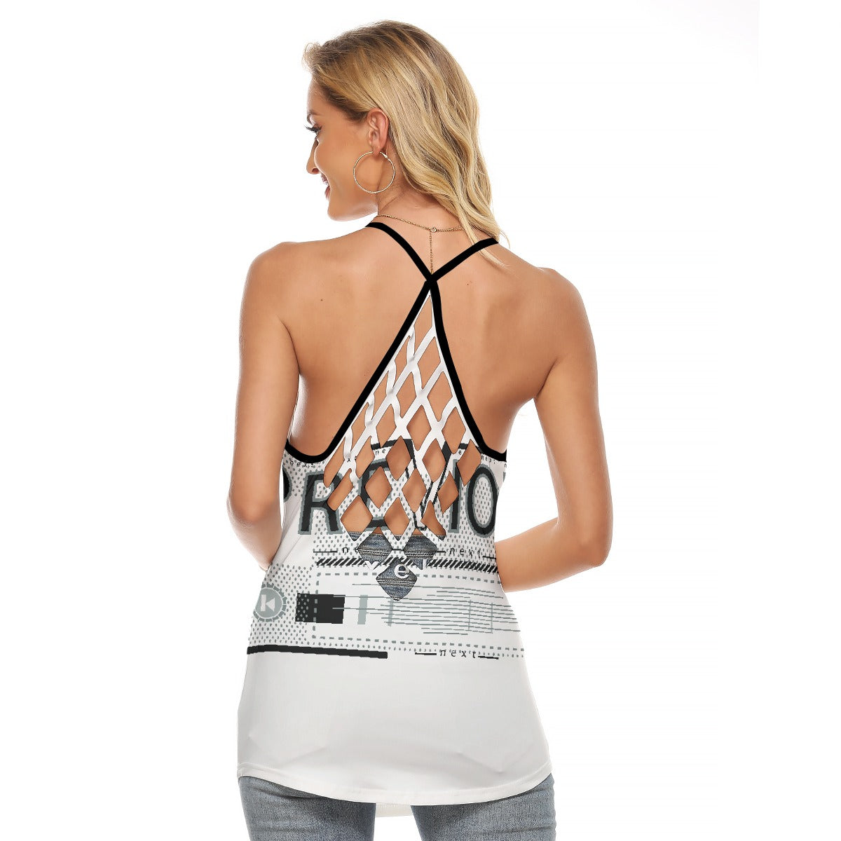 All-Over Print Women's Criss-Cross Open Back Tank Top