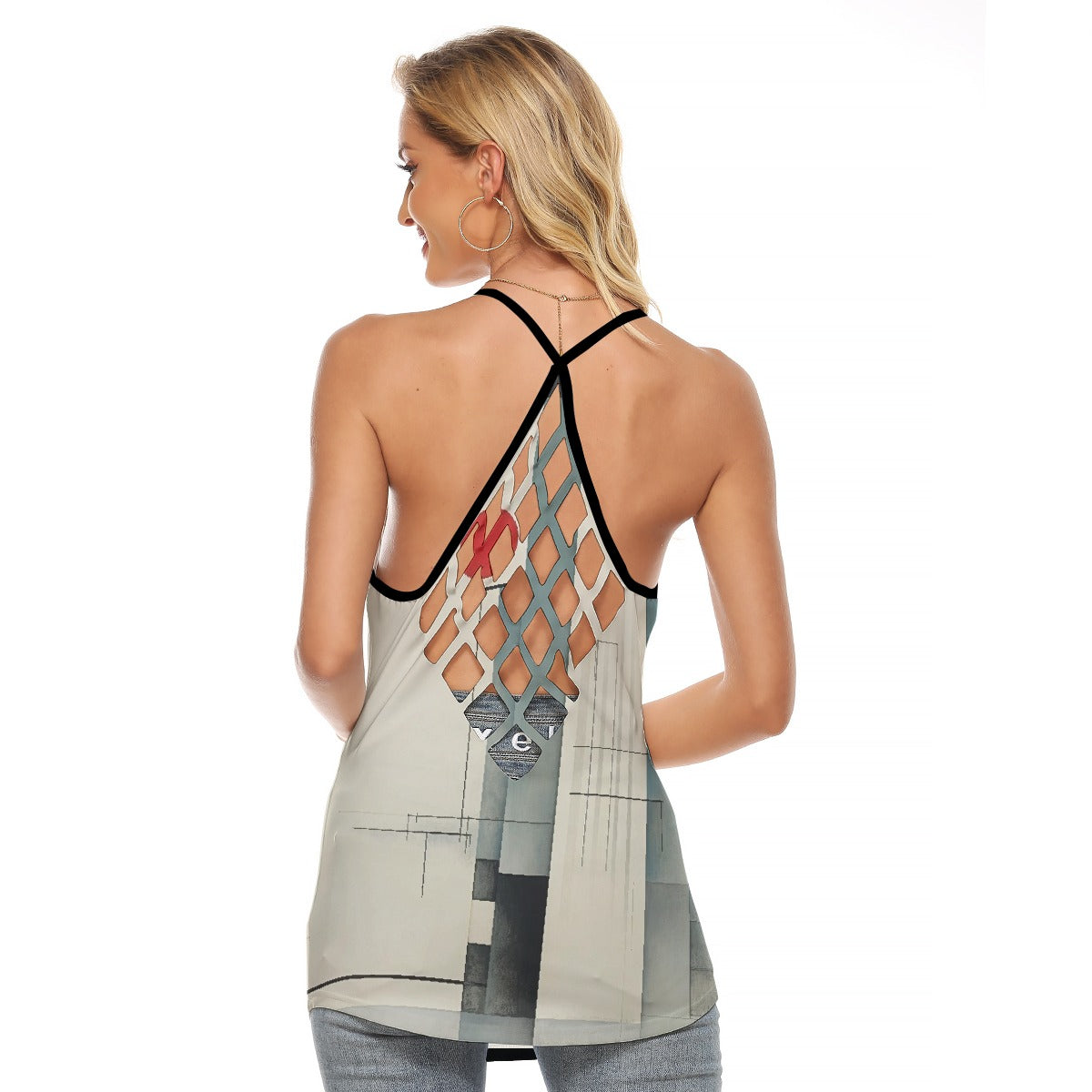 All-Over Print Women's Criss-Cross Open Back Tank Top