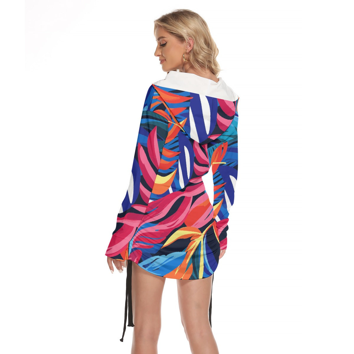 All-Over Print Women's One-shoulder Dress With Waist Shirring