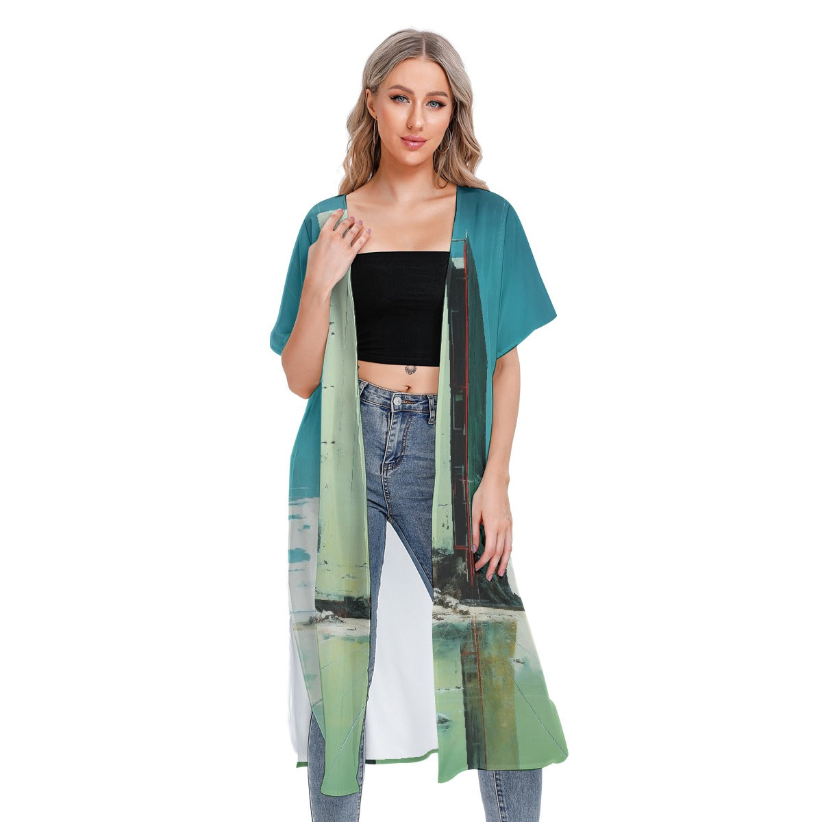 All-Over Print Women's Short Sleeve Cardigan