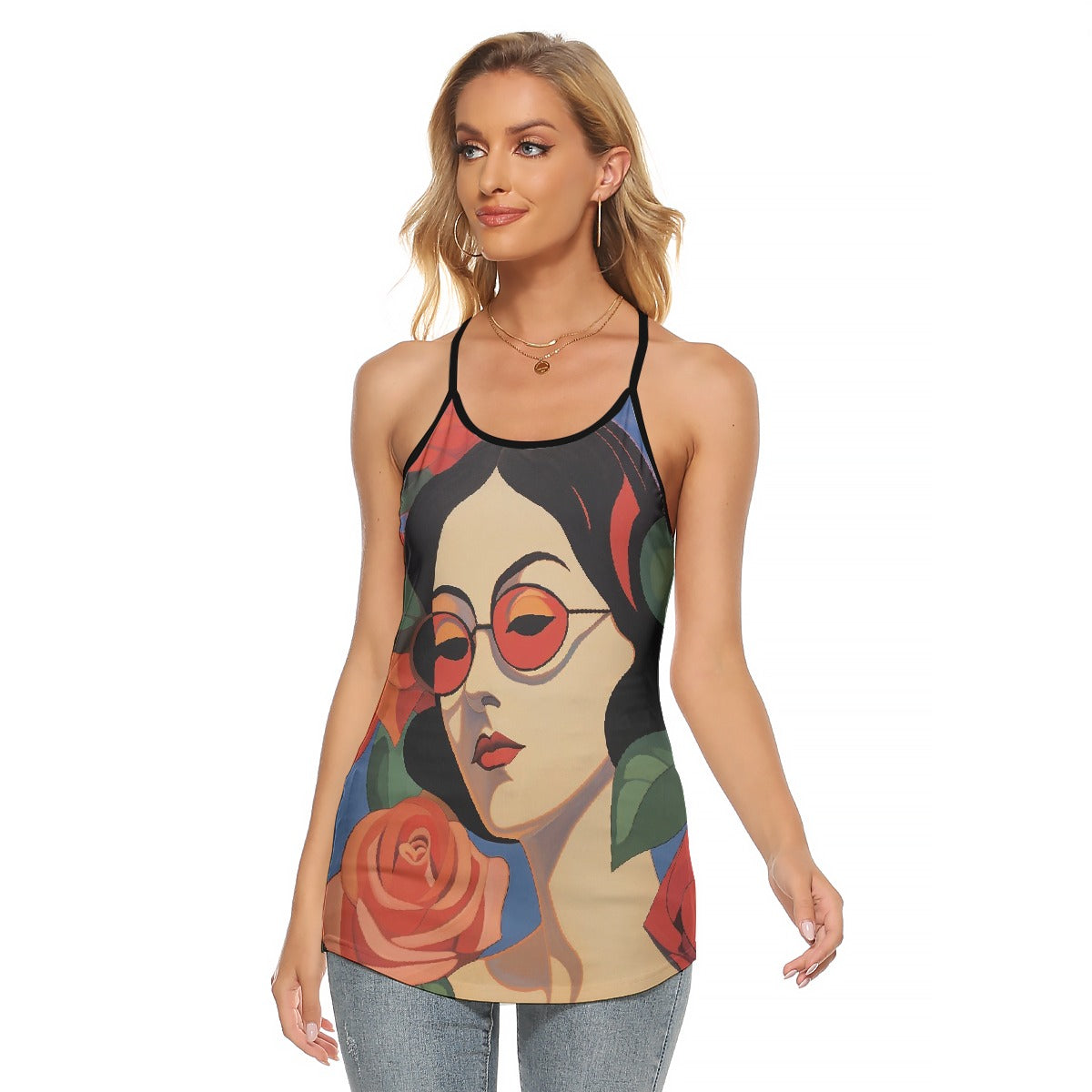 All-Over Print Women's Criss-Cross Open Back Tank Top