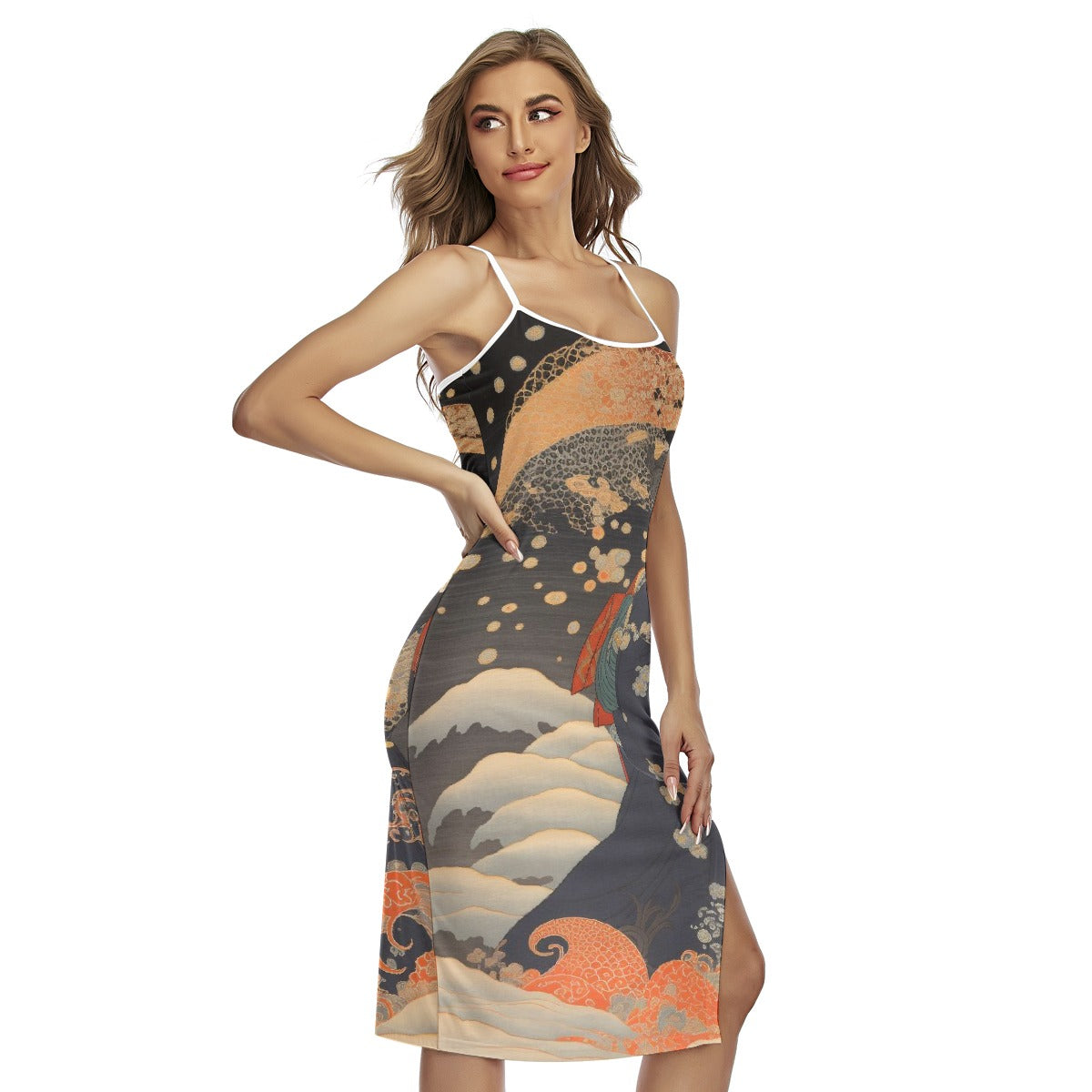 All-Over Print Women's Back Cross Cami Dress