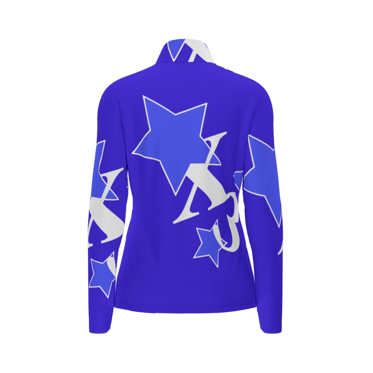 All-Over Print Women's Sports Collar Jersey With Long Sleeve