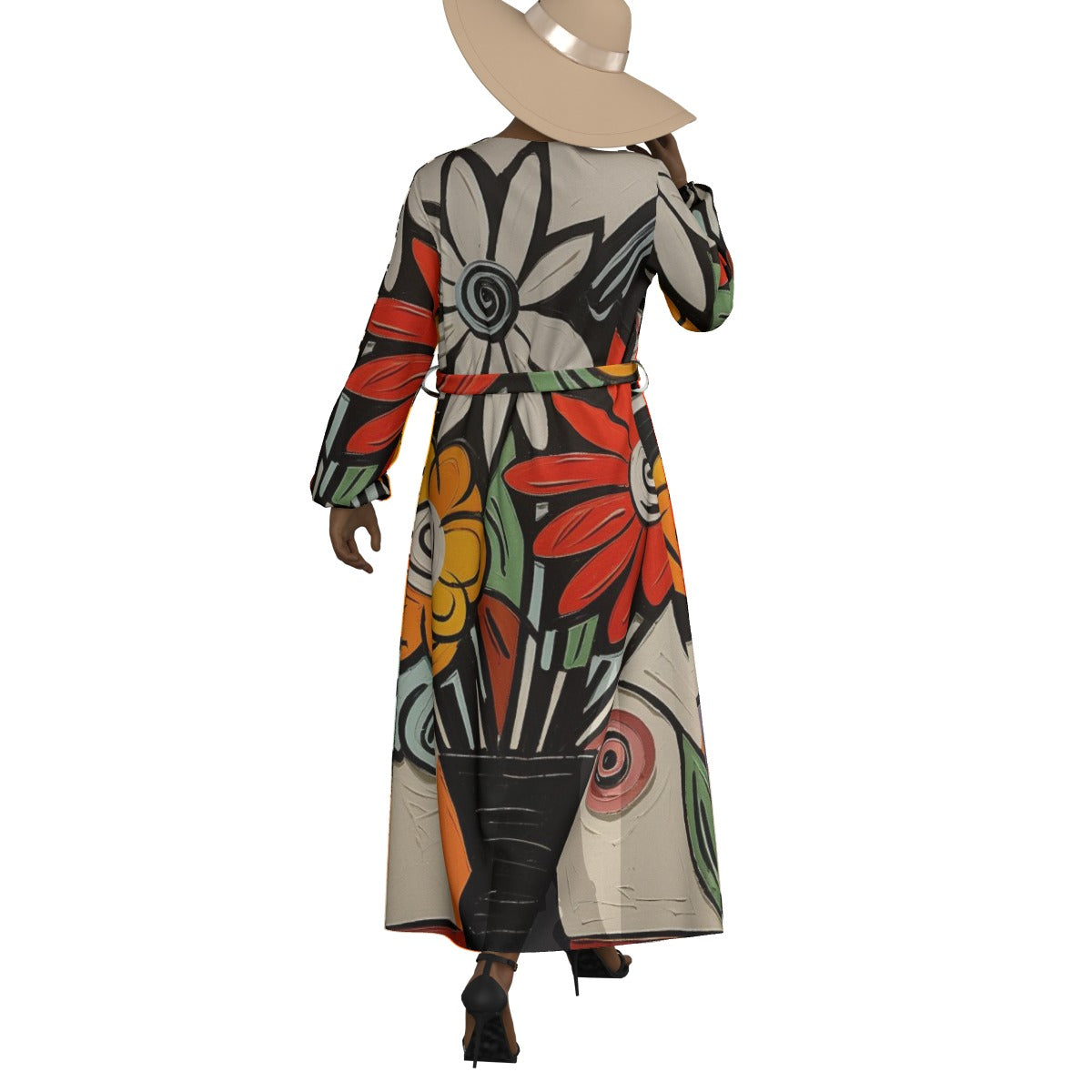 All-Over Print Women's Lace-up Chiffon Robe