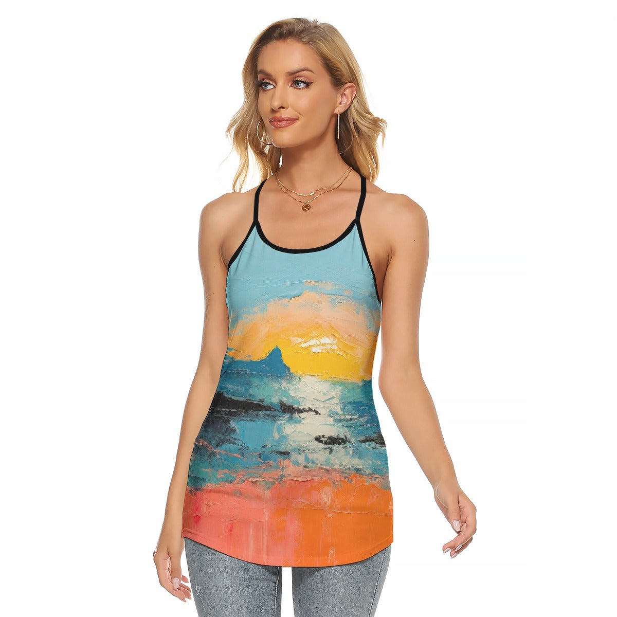 All-Over Print Women's Criss-Cross Open Back Tank Top