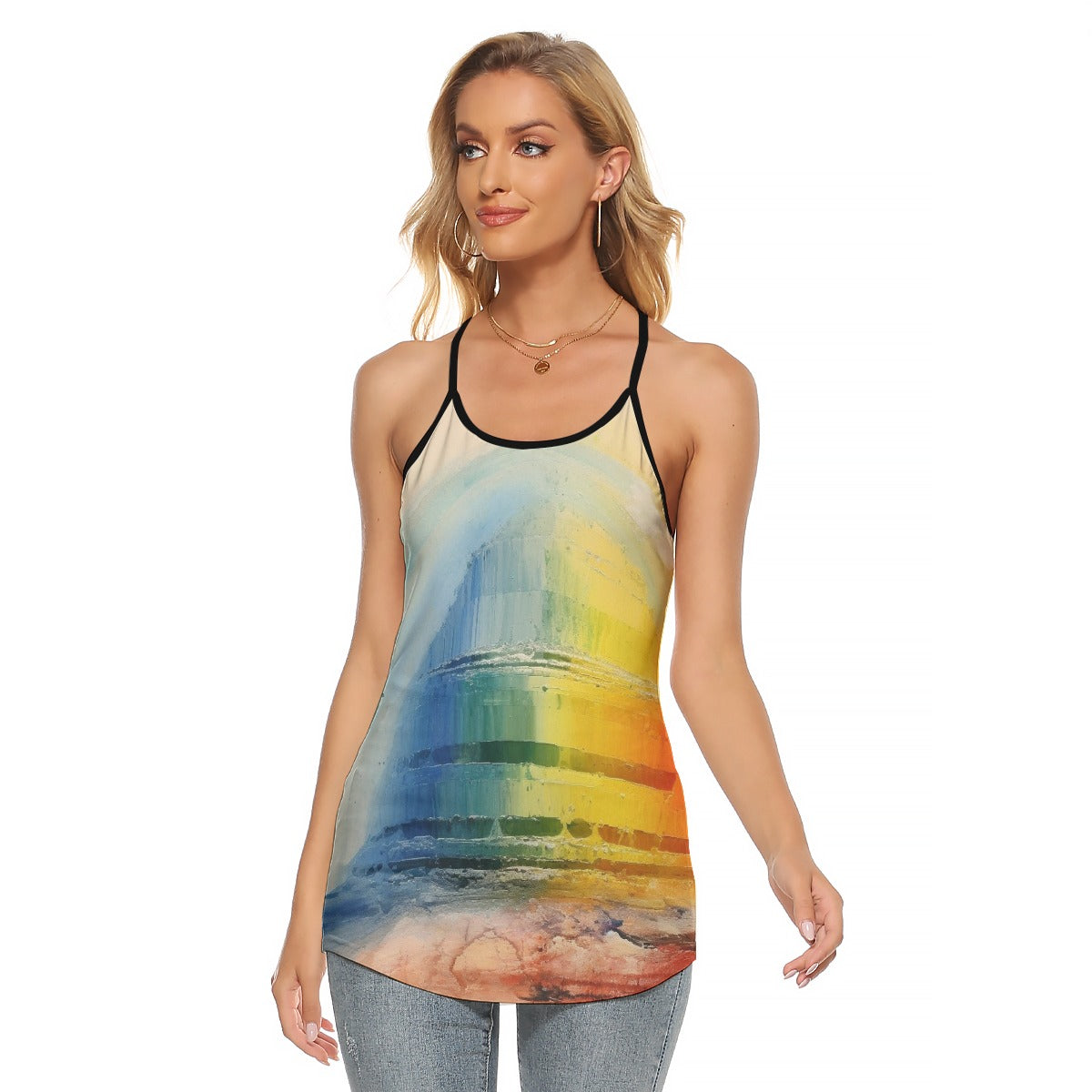 All-Over Print Women's Criss-Cross Open Back Tank Top