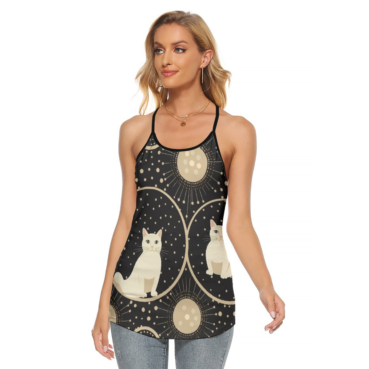 All-Over Print Women's Criss-Cross Open Back Tank Top