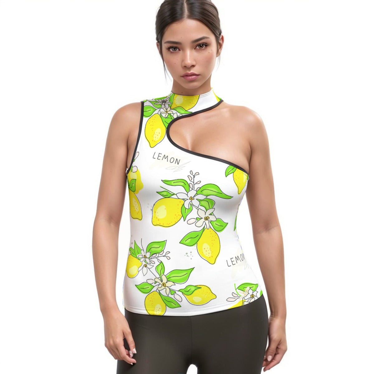 All-Over Print Women's Halter Sleeveless Asymmetrical Tank Top