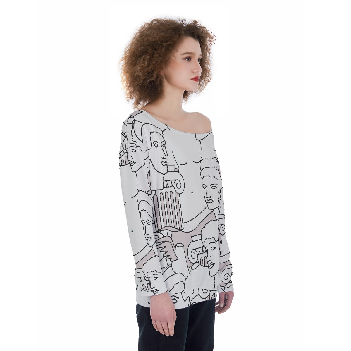 All-Over Print Oversized Women's Off-Shoulder Sweatshirt