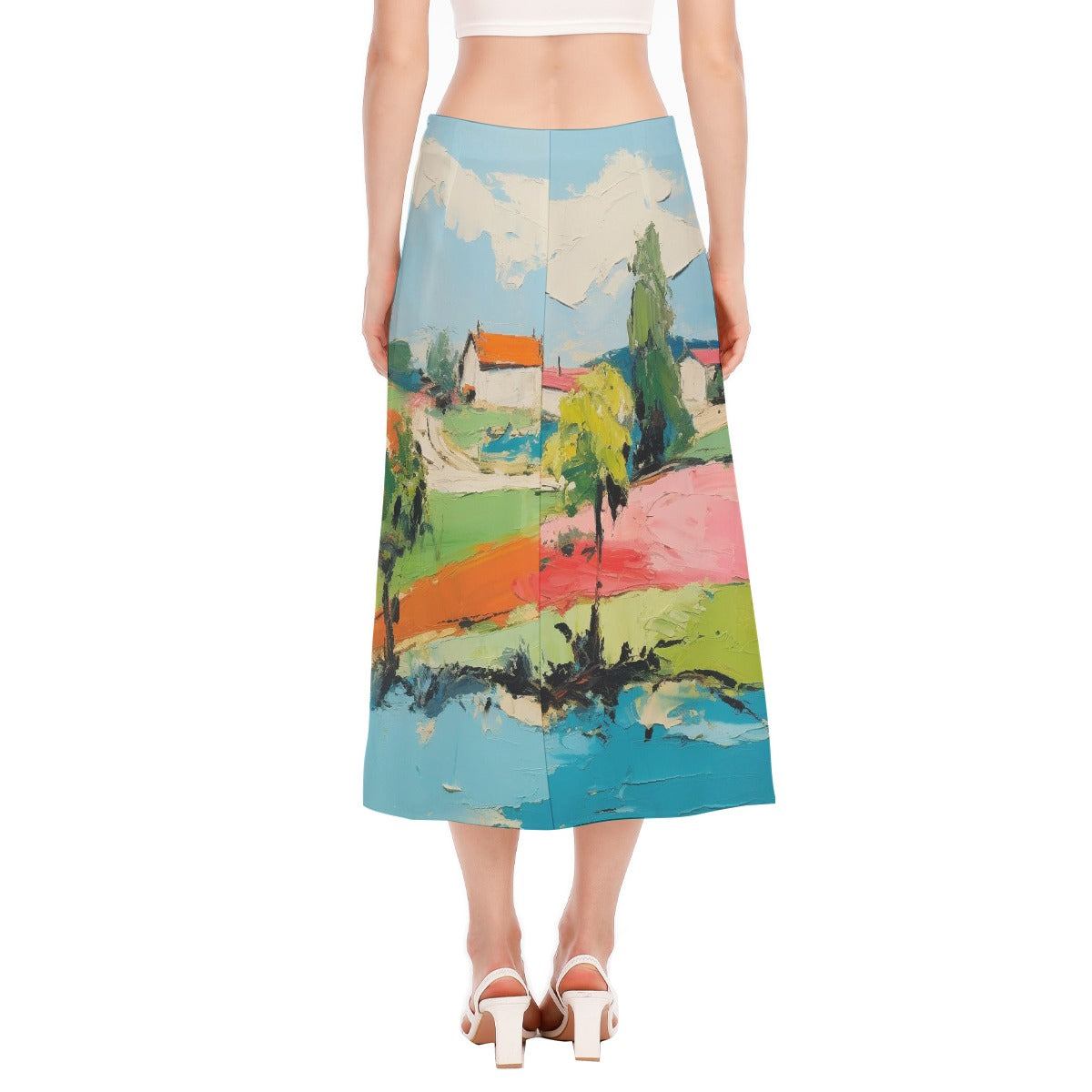 All-Over Print Women's High Slit Long Skirt
