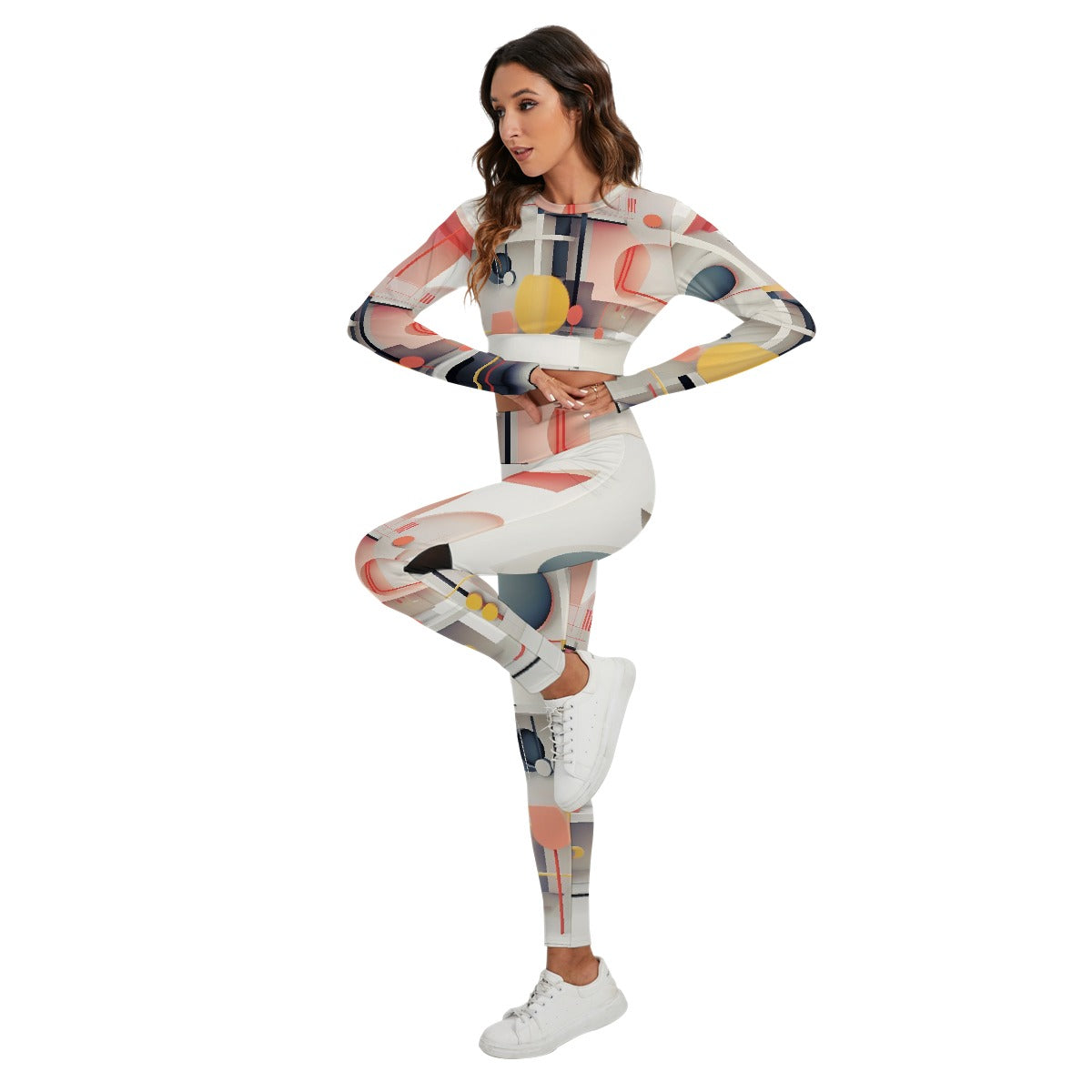 All-Over Print Women's Sport Set With Backless Top And Leggings