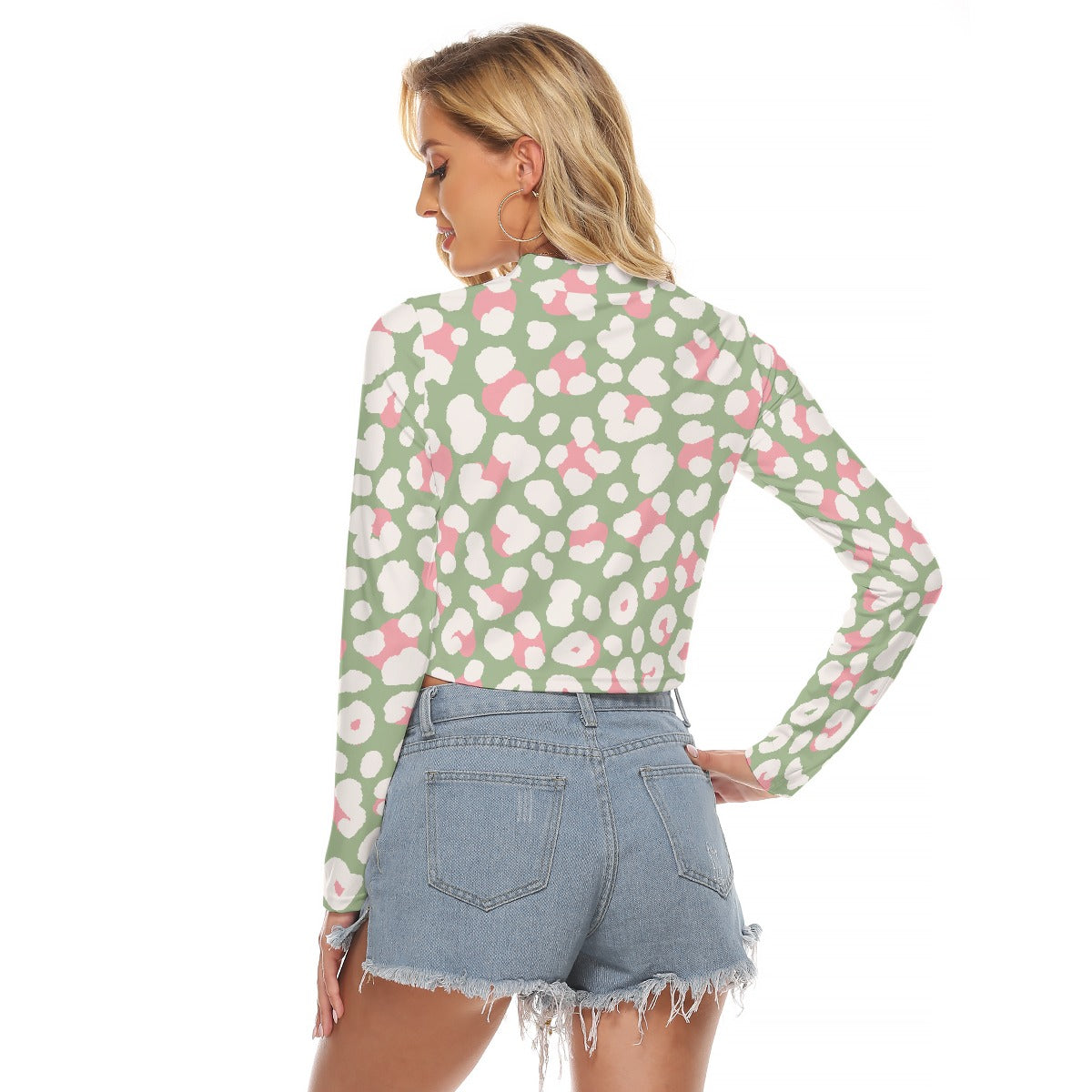 All-Over Print Women's Hollow Chest Keyhole Tight Crop Top