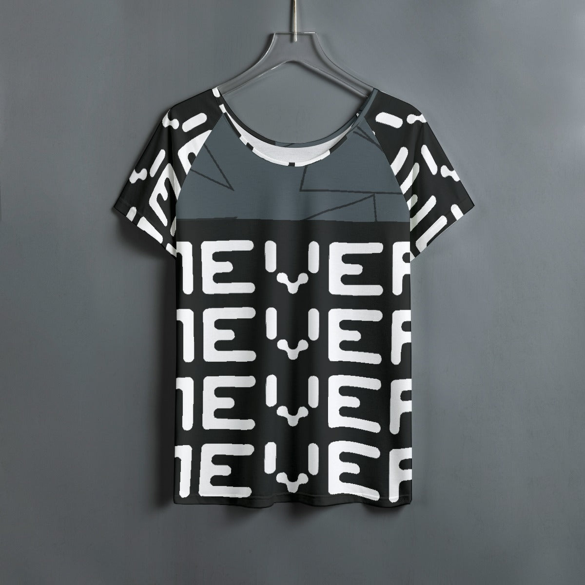 All-Over Print Women's Round Neck T-shirt With Raglan Sleeve