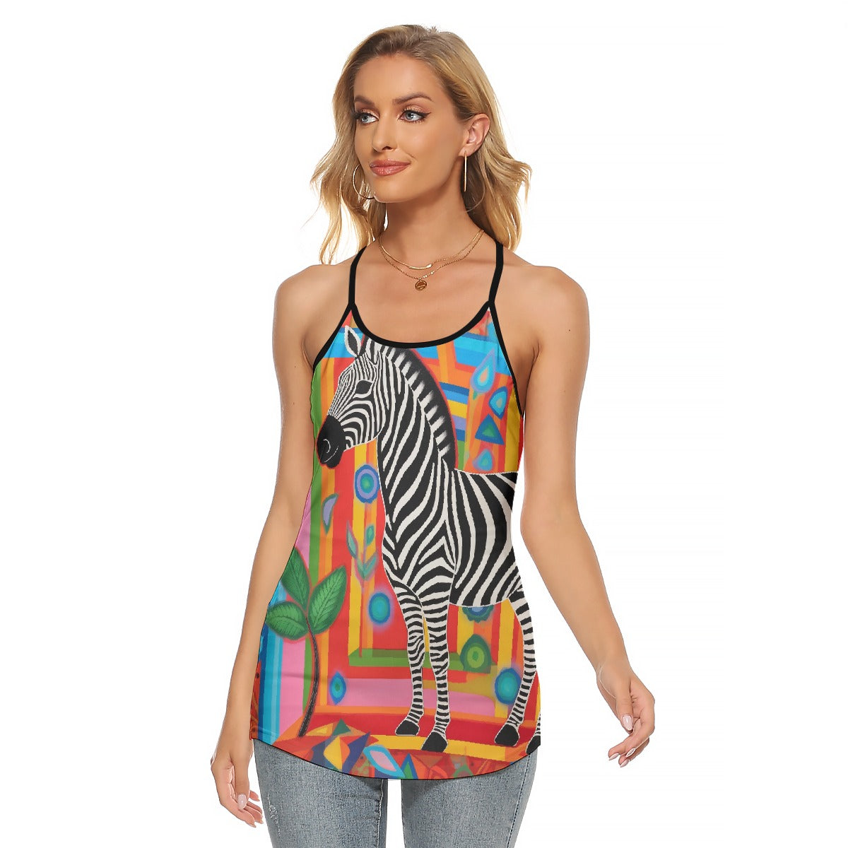 All-Over Print Women's Criss-Cross Open Back Tank Top
