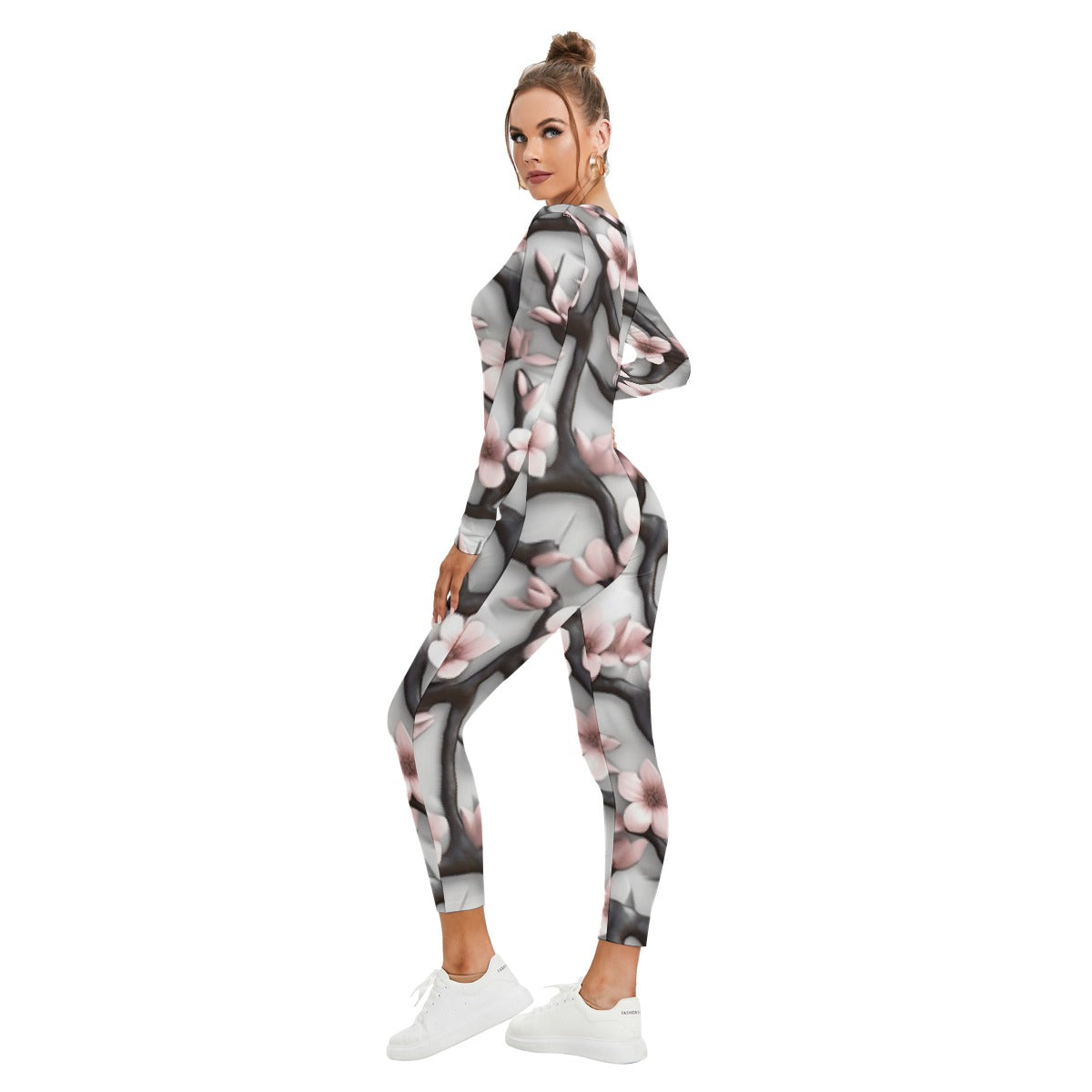 All-Over Print Women's Plunging Neck Jumpsuit