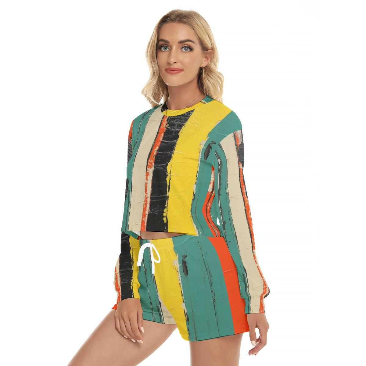 All-Over Print Women's Short Sweatshirt And Pants Suit