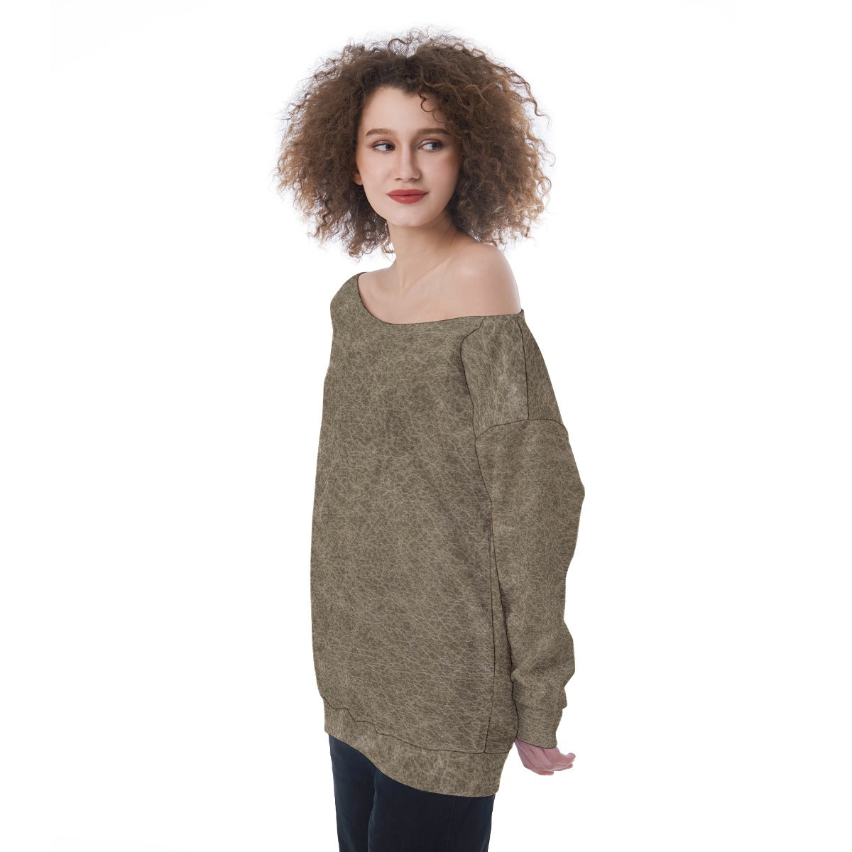 All-Over Print Oversized Women's Off-Shoulder Sweatshirt