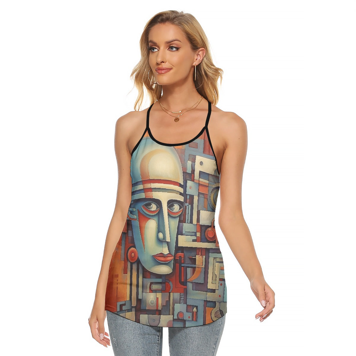 All-Over Print Women's Criss-Cross Open Back Tank Top