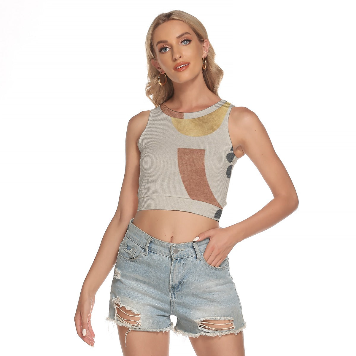 All-Over Print Women's Sleeveless Back Hollow Crop Top
