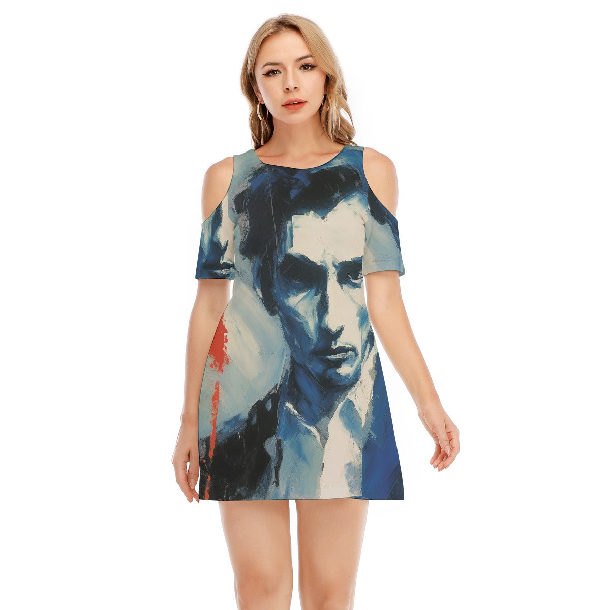 All-Over Print Women's Cold Shoulder Dress | 190GSM Cotton