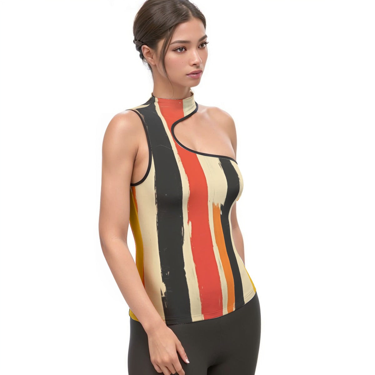 All-Over Print Women's Halter Sleeveless Asymmetrical Tank Top