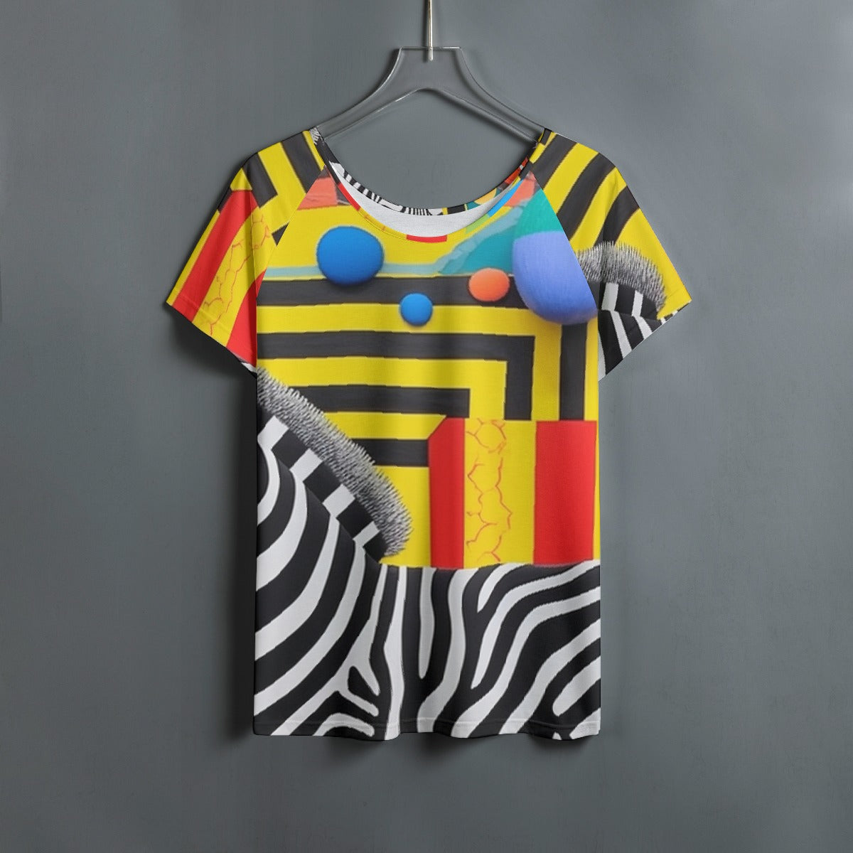 All-Over Print Women's Round Neck T-shirt With Raglan Sleeve