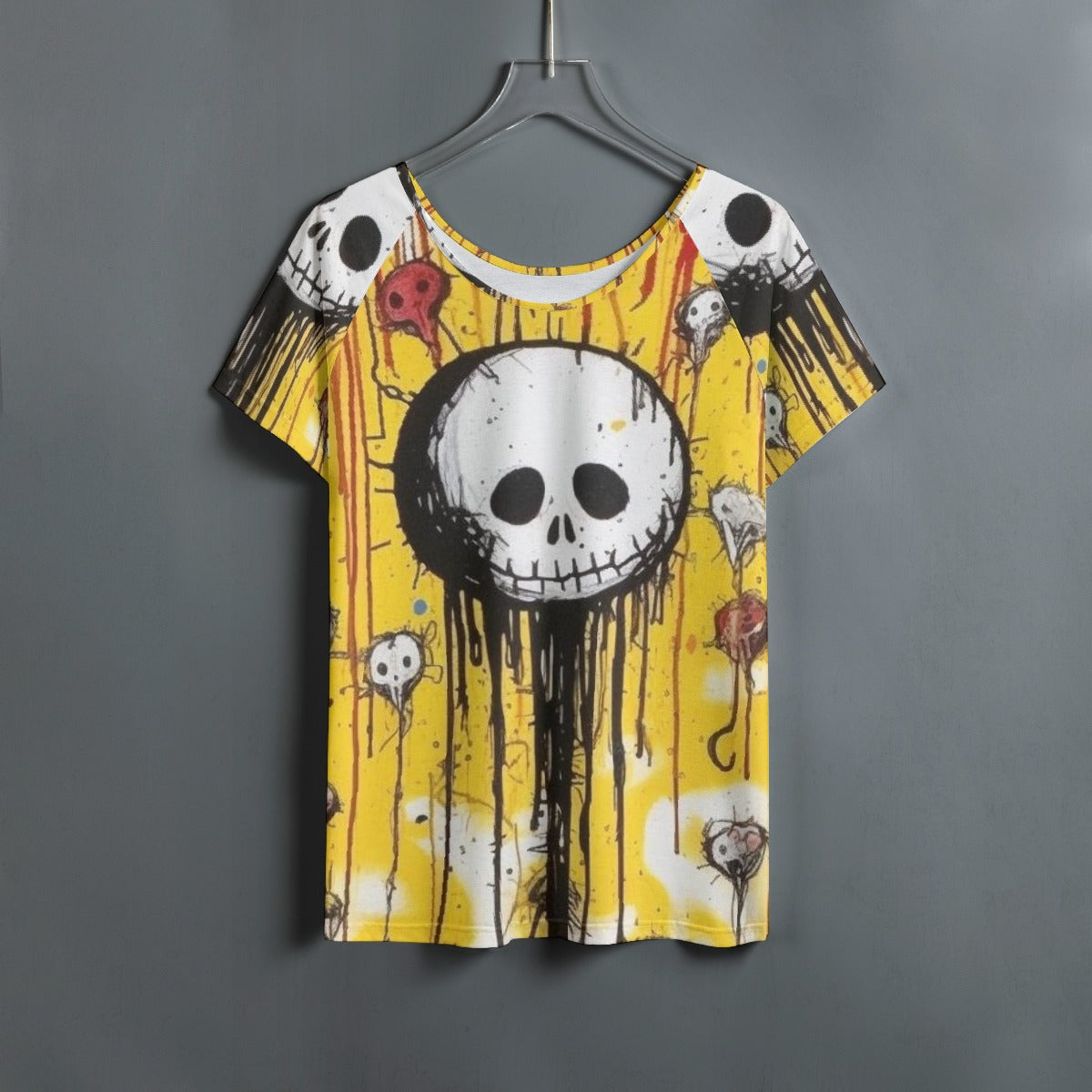 All-Over Print Women's Round Neck T-shirt With Raglan Sleeve
