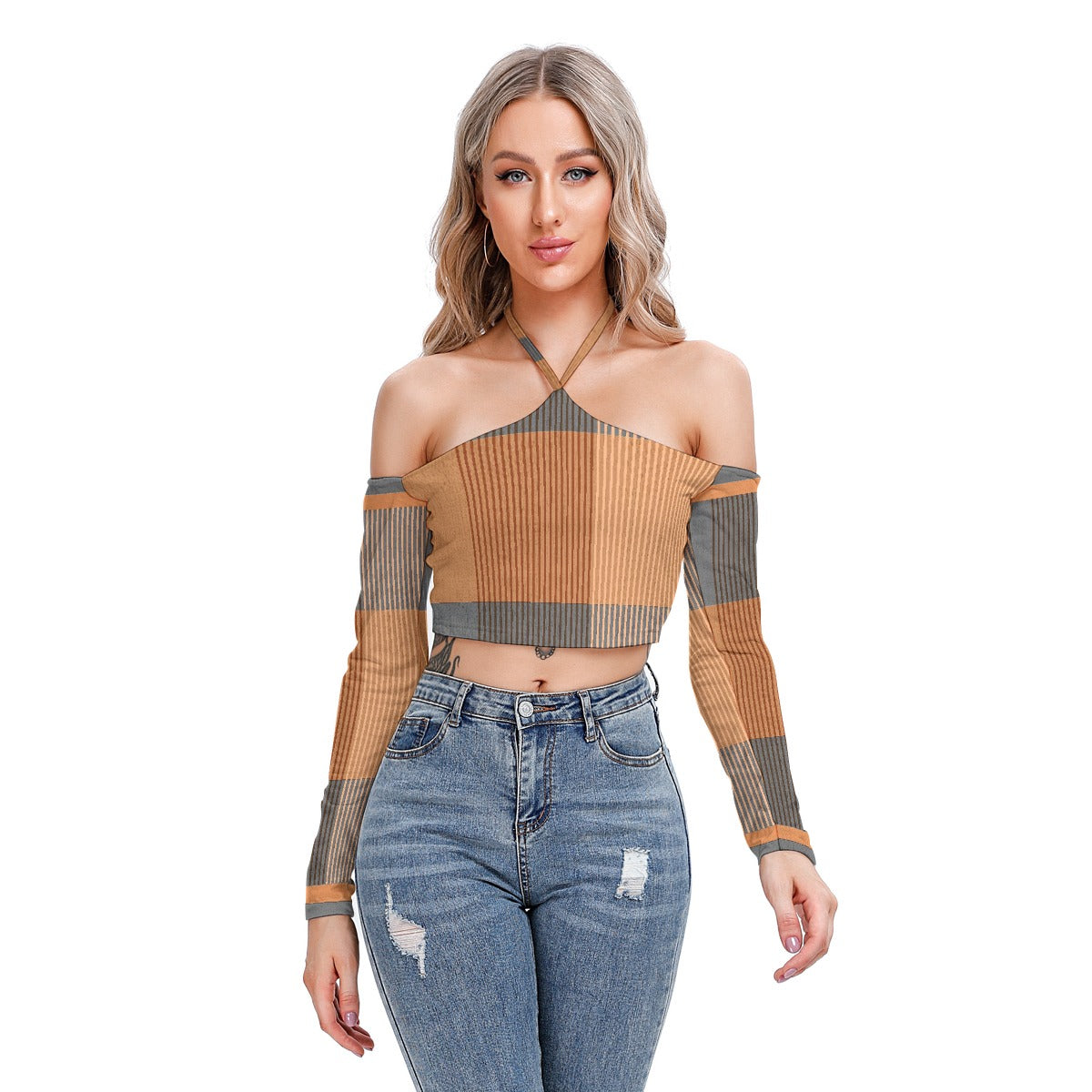 All-Over Print Women's Halter Lace-up Top