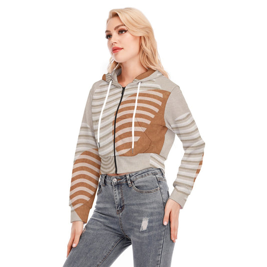 All-Over Print Women's Crop Top Hoodie With Zipper Closure