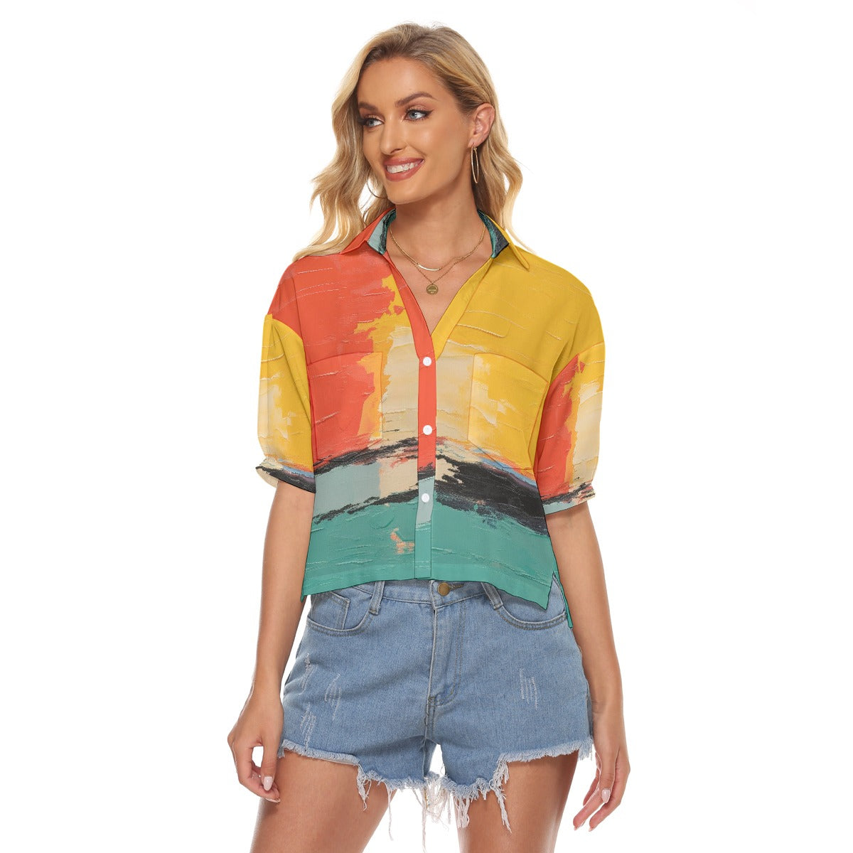 All-Over Print Women's V-neck Shirts